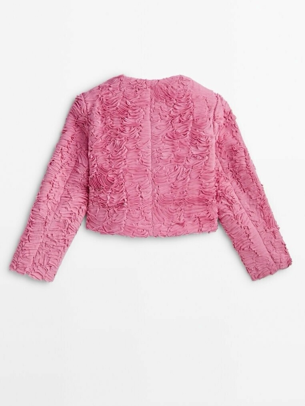 Massimo Dutti Studio NWOT Textured Bouclé Cropped Jacket Bubblegum Pink Medium - Picture 10 of 10